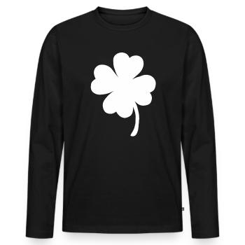 Four-leaf clover New Year's clover lucky clover - Men's Premium Organic Long Sleeve Shirt - black - Front - Nico (187cm)