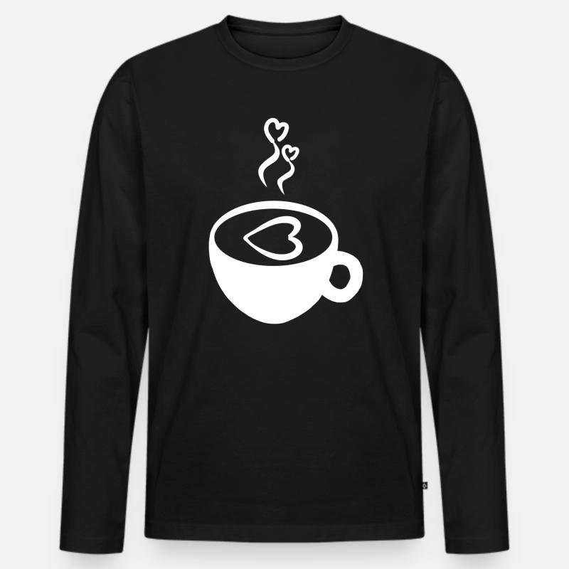 Kaffeebohne Kaffee Tasse Coffee Koffein Geschenk - Männer Premium Bio Langarmshirt - Schwarz