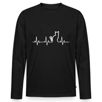 Cat Pet Pulse Cat Animal Kitten Cats ECG - Men's Premium Organic Long Sleeve Shirt - black - Front - Nico (187cm)