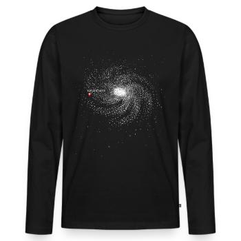 You are here galaxy spiral - Men's Premium Organic Long Sleeve Shirt - black - Front - Nico (187cm)