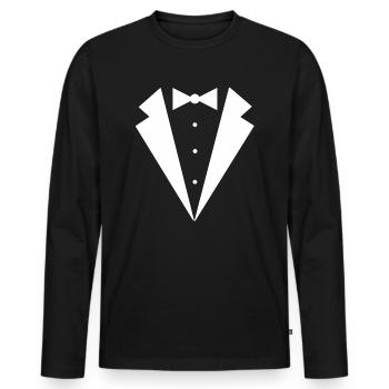 Anzug Anlass Geschenk schön Kinder Fliege Schick - Männer Premium Bio Langarmshirt - Schwarz - Vorne - Nico (187cm)