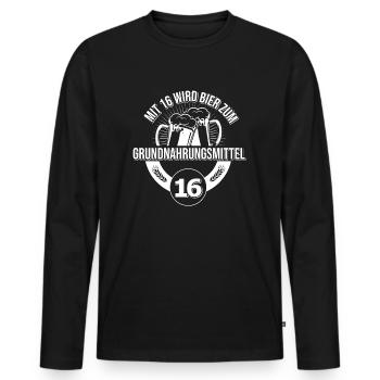 Der 16. Geburtstag ist der beste Geburtstag, Bier! - Männer Premium Bio Langarmshirt - Schwarz - Vorne - Nico (187cm)