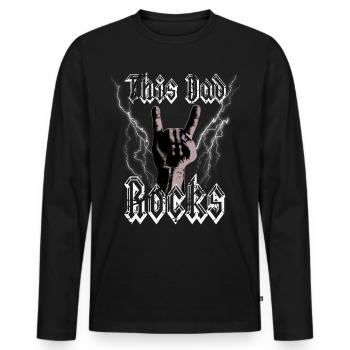 Herren Rock n Roll Papa This Dad Rocks T-Shirt - Männer Premium Bio Langarmshirt - Schwarz - Vorne - Nico (187cm)