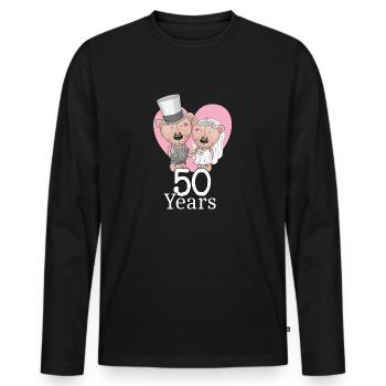 Mariage d’or - T-shirt manches longues Premium bio Homme - noir - Devant - Nico (187cm)