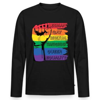 Pride Arc-en-ciel Poing LGBT - T-shirt manches longues Premium bio Homme - noir - Devant - Nico (187cm)