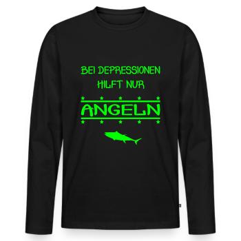 Bei Depressionen hilft nur Angeln Fisch Angler - Männer Premium Bio Langarmshirt - Schwarz - Vorne - Nico (187cm)
