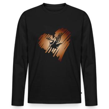 Herz mit Adler Steinadler Fischadler Seeadler - Männer Premium Bio Langarmshirt - Schwarz - Vorne - Nico (187cm)