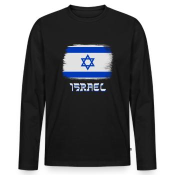 Drapeau d'Israël avec l'étoile de David - T-shirt manches longues Premium bio Homme - noir - Devant - Nico (187cm)