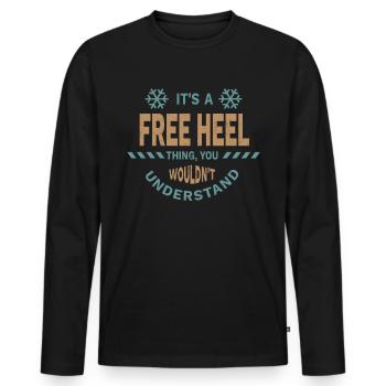 Télémark Ski Talon Gratuit Rétro - T-shirt manches longues Premium bio Homme - noir - Devant - Nico (187cm)