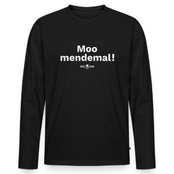 Moomendemal - lustig Moment bitte - Hessen Dialekt - Männer Premium Bio Langarmshirt - Schwarz - Vorne - Nico (187cm)