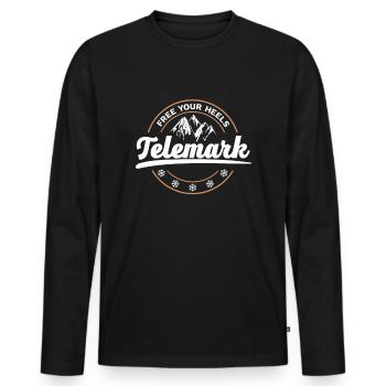 Telemark Ski Talse Free Rétro - T-shirt manches longues Premium bio Homme - noir - Devant - Nico (187cm)