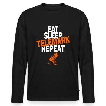 Cadeau ski nordique ski télémark - T-shirt manches longues Premium bio Homme - noir - Devant - Nico (187cm)