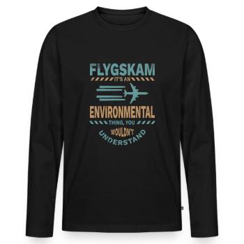 Flugscham - Flygskam - Umwelt - Geschenk - Männer Premium Bio Langarmshirt - Schwarz - Vorne - Nico (187cm)