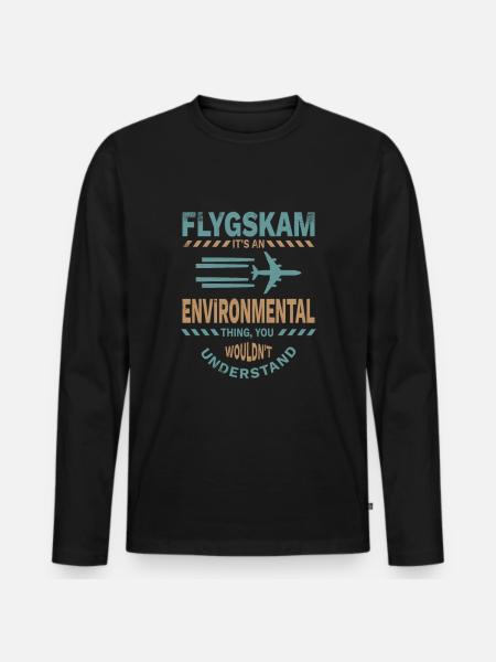 Flugscham - Flygskam - Umwelt - Geschenk - Männer Premium Bio Langarmshirt - Schwarz
