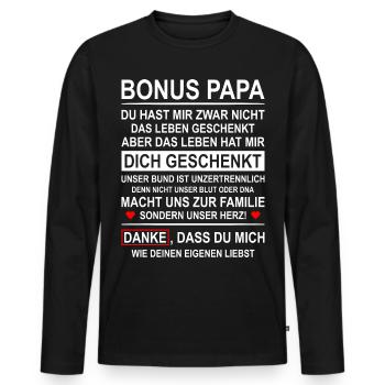 Herren Bonus Papa Leben besser Stiefvater Geschenk - Männer Premium Bio Langarmshirt - Schwarz - Vorne - Nico (187cm)