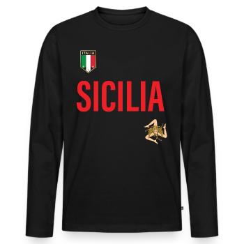 Sicily Jersey - Men's Premium Organic Long Sleeve Shirt - black - Front - Nico (187cm)