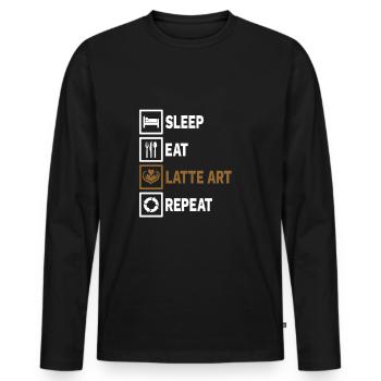 Latte Art Barista Coffee Milk Foam Art - Men's Premium Organic Long Sleeve Shirt - black - Front - Nico (187cm)