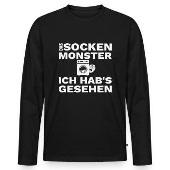 Sock Monster Socks Disappear Funny Gift - Men's Premium Organic Long Sleeve Shirt - black - Front - Nico (187cm)