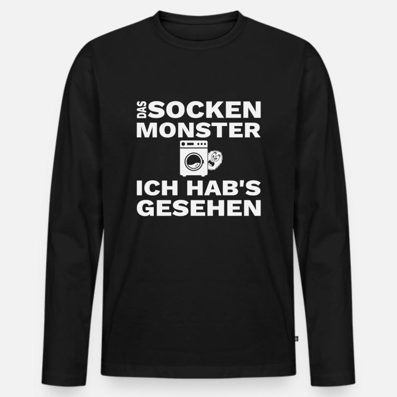 Sockenmonster Socken Verschwinden Lustig Geschenk - Männer Premium Bio Langarmshirt - Schwarz