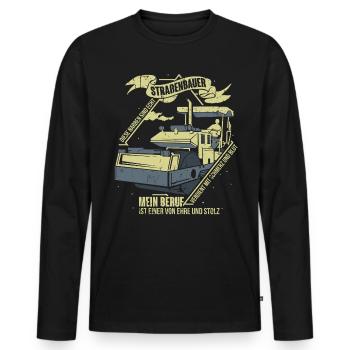 Straßenbau Straßenbauer Asphaltbauer Asphaltierer - Männer Premium Bio Langarmshirt - Schwarz - Vorne - Nico (187cm)