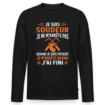 Je suis soudeur - T-shirt manches longues Premium bio Homme - noir - Devant - Nico (187cm)
