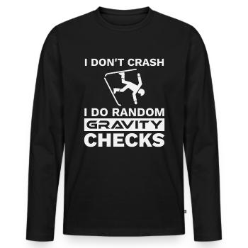 Crash Gravity Checks Telemark Uphill Ski Touring - Men's Premium Organic Long Sleeve Shirt - black - Front - Nico (187cm)