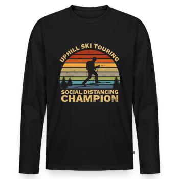 Uphill Ski Touring Telemark Social Distancing - Men's Premium Organic Long Sleeve Shirt - black - Front - Nico (187cm)
