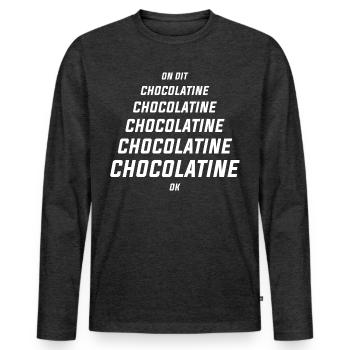 Chocolatine - T-shirt manches longues Premium bio Homme - anthracite chiné - Devant - Nico (187cm)