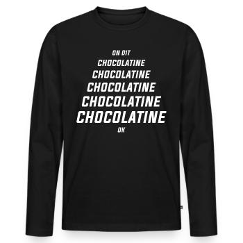 Chocolatine - Männer Premium Bio Langarmshirt - Schwarz - Vorne - Nico (187cm)