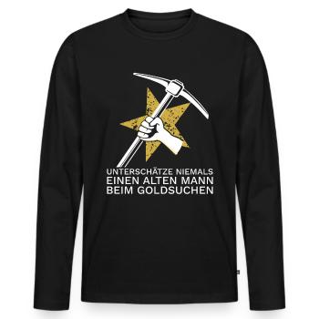 Arrosage or Dent de la pioche d’or - T-shirt manches longues Premium bio Homme - noir - Devant - Nico (187cm)
