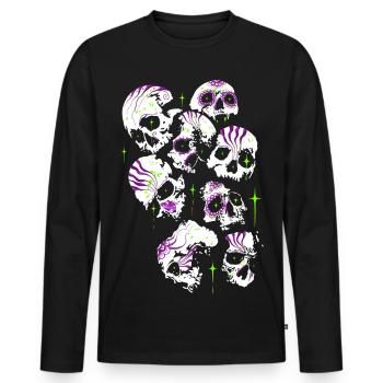 Totenköpfe Totenschädel Halloween Sugar Skulls - Männer Premium Bio Langarmshirt - Schwarz - Vorne - Nico (187cm)