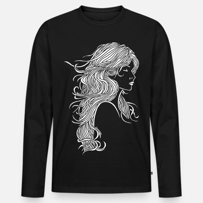 Weißhaariges Mädchen - Männer Premium Bio Langarmshirt - Schwarz