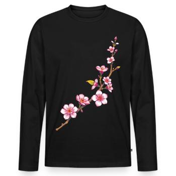 Fleur - T-shirt manches longues Premium bio Homme - noir - Devant - Nico (187cm)
