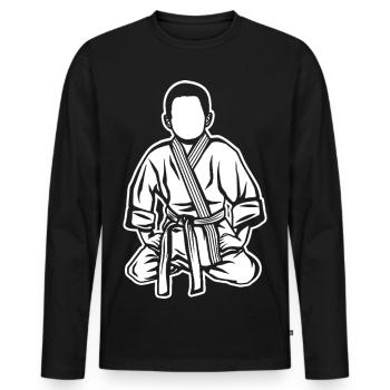 Judo Garçon - T-shirt manches longues Premium bio Homme - noir - Devant - Nico (187cm)