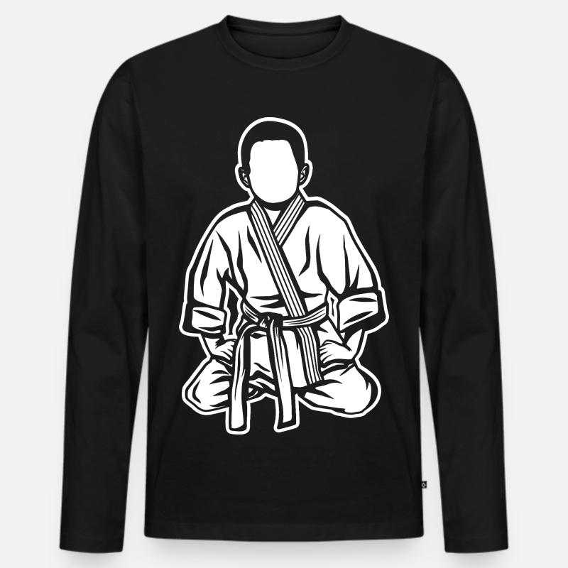 Judo Junge - Männer Premium Bio Langarmshirt - Schwarz