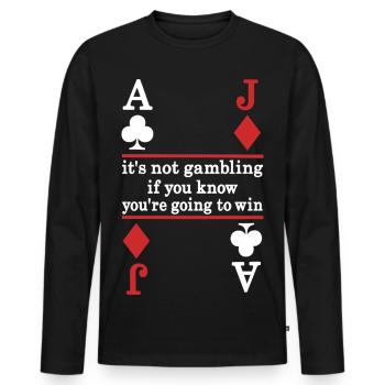 Poker Saying Card Motif - Men's Premium Organic Long Sleeve Shirt - black - Front - Nico (187cm)