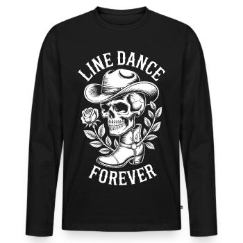 Line Dance Forever Schädel Western - Männer Premium Bio Langarmshirt - Schwarz - Vorne - Nico (187cm)