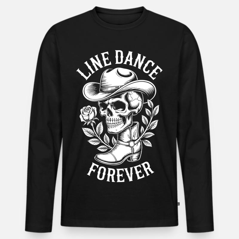 Line Dance Forever Schädel Western - Männer Premium Bio Langarmshirt - Schwarz