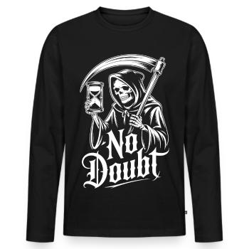 Grim Reaper with Hourglass – No Doubts Saying Gothic - Men's Premium Organic Long Sleeve Shirt - black - Front - Nico (187cm)