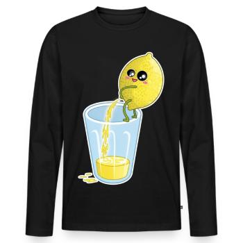 Lemon Makes Juice – Funny Cartoon - Men's Premium Organic Long Sleeve Shirt - black - Front - Nico (187cm)