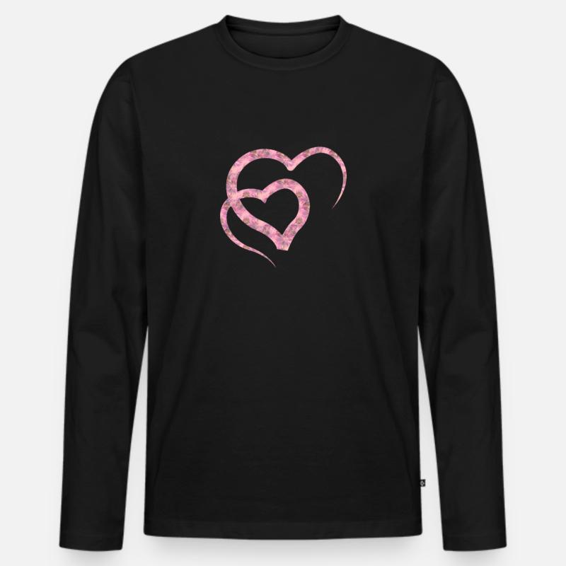 Diamant Herz pink - Männer Premium Bio Langarmshirt - Schwarz