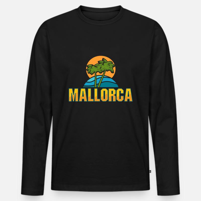 Mallorca, Strand, Insel, Urlaub, Geschenk - Männer Premium Bio Langarmshirt - Schwarz