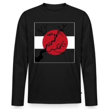 Japan - Men's Premium Organic Long Sleeve Shirt - black - Front - Nico (187cm)