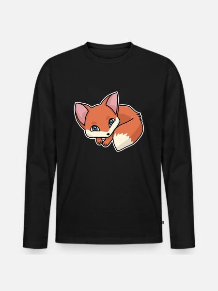 Fuchs, Fuchswelpe, Rotfuchs, Comic, süß - Männer Premium Bio Langarmshirt - Schwarz
