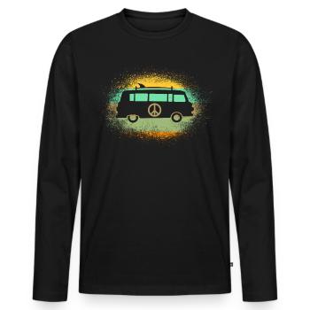 Bus hippie Barki Kiss Ball avec planche de surf - T-shirt manches longues Premium bio Homme - noir - Devant - Nico (187cm)