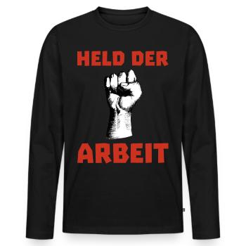 Held der Arbeit Beruf Geschenk - Männer Premium Bio Langarmshirt - Schwarz - Vorne - Nico (187cm)