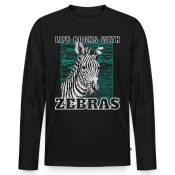 Zebra - Männer Premium Bio Langarmshirt - Schwarz - Vorne - Nico (187cm)