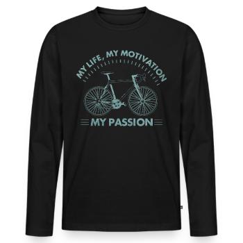 Vélo cycliste vélo vélo roue cadeau - T-shirt manches longues Premium bio Homme - noir - Devant - Nico (187cm)