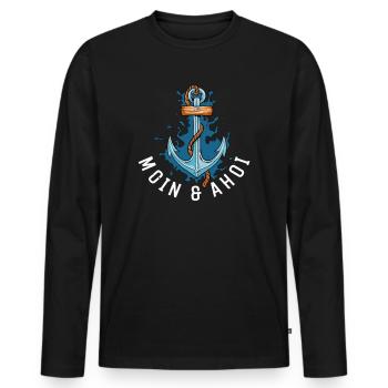 Moin & Ahoi - Männer Premium Bio Langarmshirt - Schwarz - Vorne - Nico (187cm)