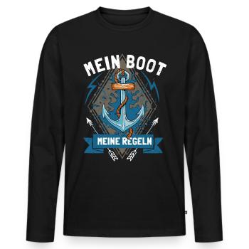My boat My rules Ship captain - Men's Premium Organic Long Sleeve Shirt - black - Front - Nico (187cm)